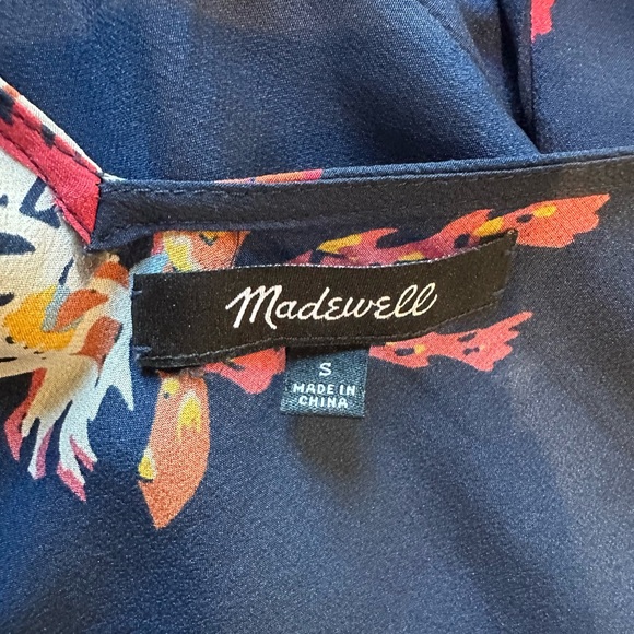 MADEWELL Navy 100% Silk Cacti Blouse - Picture 9 of 11